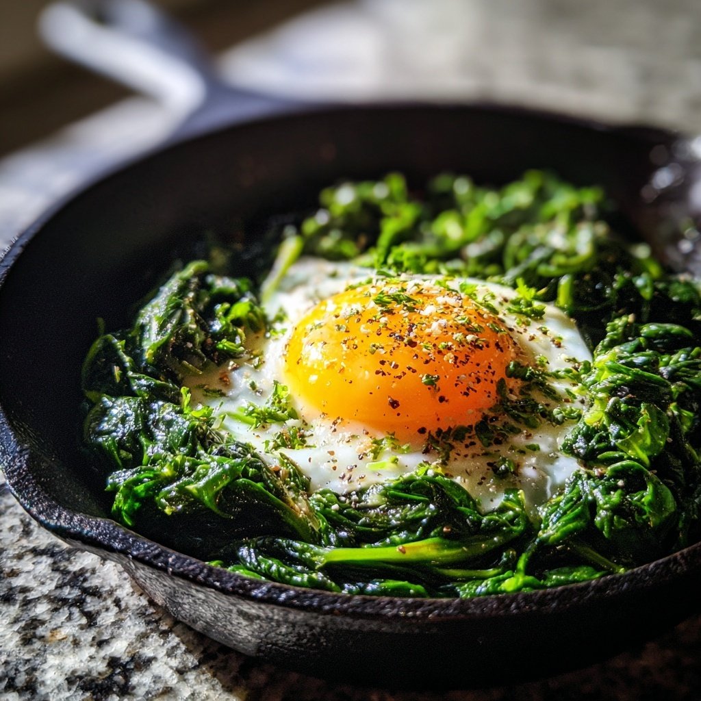 Kalorienarme Spinat Pfanne Mit Ei
