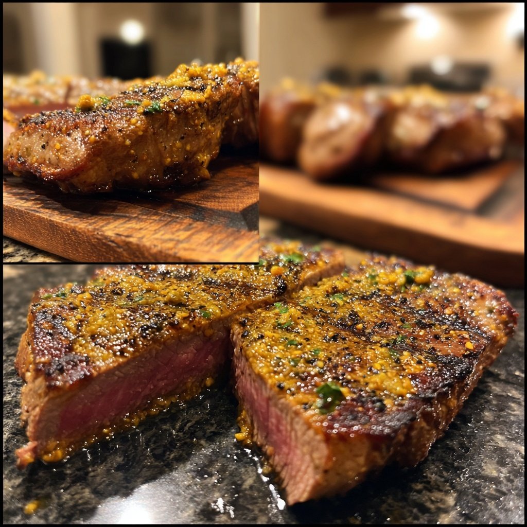 Gegrilltes Rindersteak Mit Senf Kruste