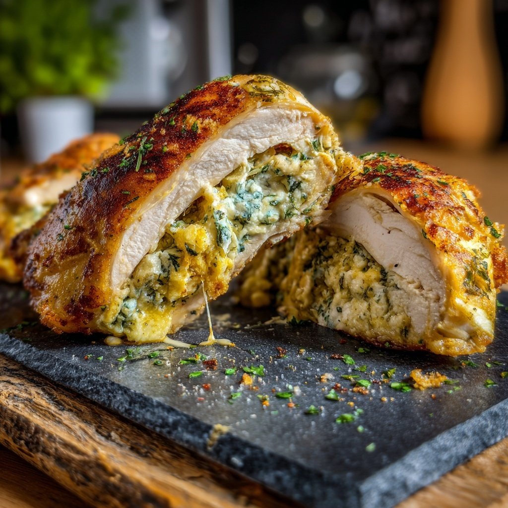 Gefüllte Hähnchenbrust mit Frischkäse und Kräutern