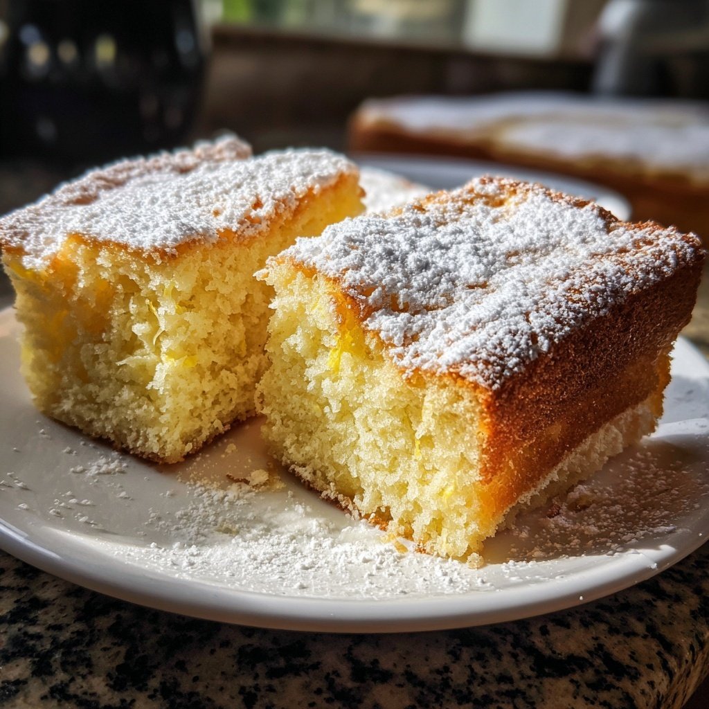 Zitronenkuchen mit Puderzucker